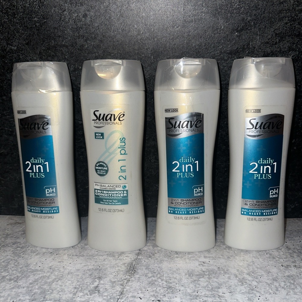 4 Lot Suave Professionals Daily 2 in 1 Plus Shampoo Conditioner Moisture 12.6 oz
